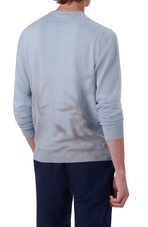 ブガッチ メンズ アウター ニット・セーター プリント コットン Bugatchi Leaf Print Cotton Sweater Air Blue ブルー ブガッチ メンズ アウター ニット・セーター プリント コットン Bugatchi Leaf Print Cotton Sweater Air Blue ブルー