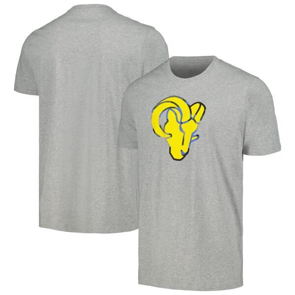 ニューエラ メンズ トップス Tシャツ ロゴ Mens New Era Gray Los Angeles Rams Camo Logo TShirt Gray グレー
