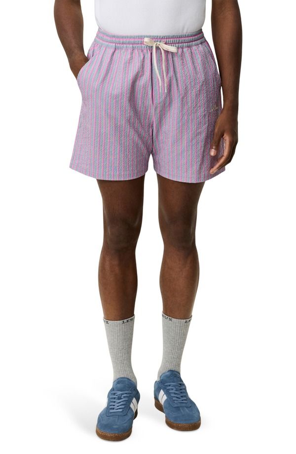 レ ドゥ メンズ 水着 ハーフパンツ・ショーツ ショートパンツ Les Deux Stripe Seersucker Swim Shorts Crocus Pink ピンク