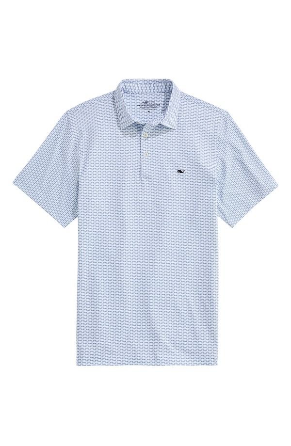 ヴァインヤードヴァインズ メンズ トップス ポロシャツ vineyard vinesankaty Performance Polo Micro Fish White Blue ホワイト