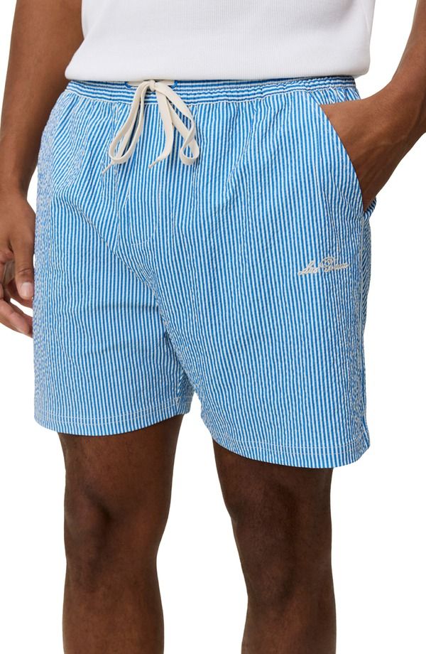 レ ドゥ メンズ 水着 ハーフパンツ・ショーツ ショートパンツ Les Deux Stripe Seersucker Swim Shorts Palace Blue ブルー レ ドゥ メンズ 水着 ハーフパンツ・ショーツ ショートパンツ Les Deux Stripe Seersucker Swim Shorts Palace Blue ブルー