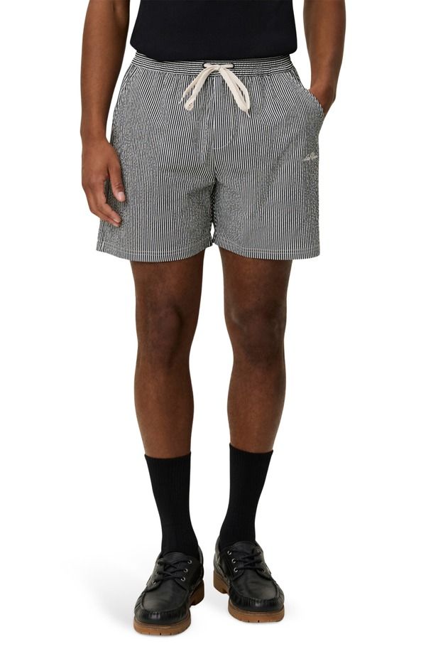 レ ドゥ メンズ 水着 ハーフパンツ・ショーツ ショートパンツ Les Deux Stripe Seersucker Swim Shorts Black ブラック