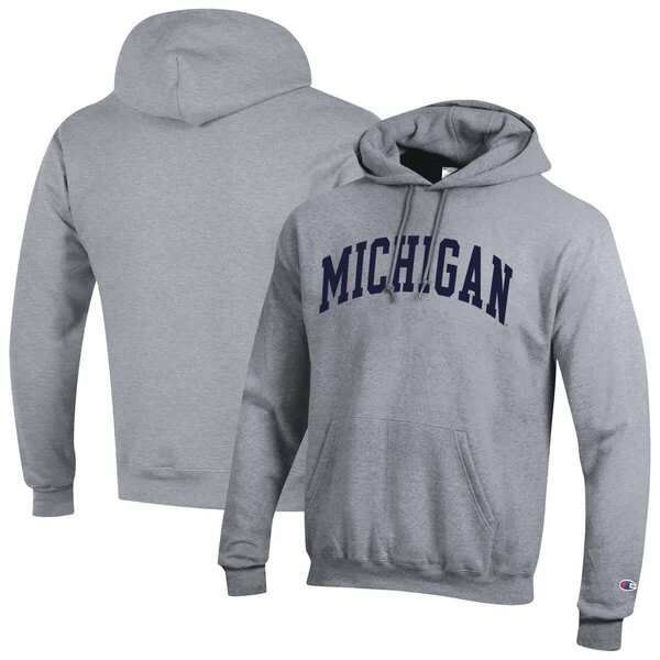 チャンピオン メンズ アウター パーカー・スウェット フリース Mens Champion Heather Gray Michigan Wolverines Basic Arch Fleece Pul