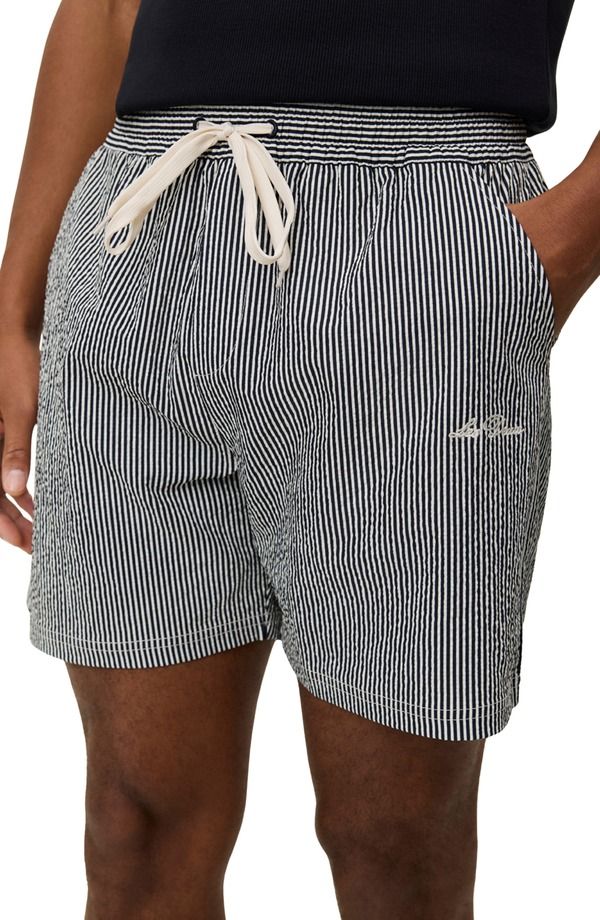 レ ドゥ メンズ 水着 ハーフパンツ・ショーツ ショートパンツ Les Deux Stripe Seersucker Swim Shorts Black ブラック レ ドゥ メンズ 水着 ハーフパンツ・ショーツ ショートパンツ Les Deux Stripe Seersucker Swim Shorts Black ブラック