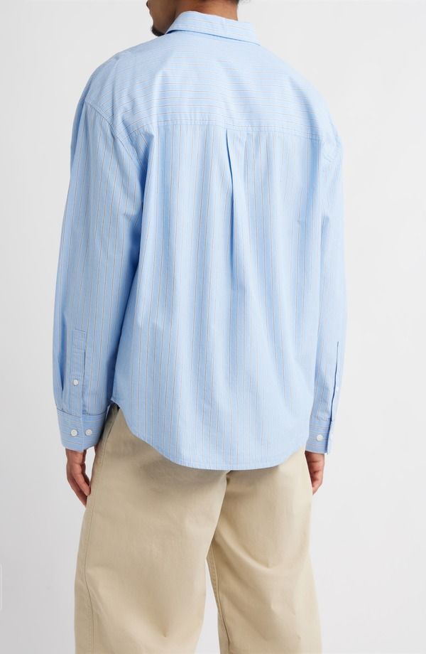 ビーピー メンズ トップス シャツ コットン BP Oversize Cotton ButtonUp Shirt Blue Dual Stripe ブルー