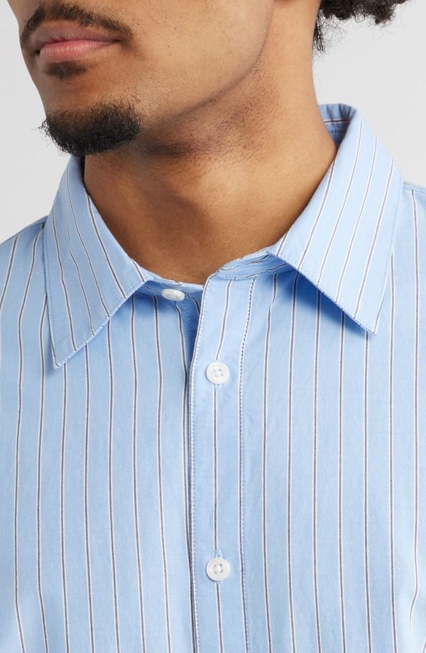 ビーピー メンズ トップス シャツ コットン BP Oversize Cotton ButtonUp Shirt Blue Dual Stripe ブルー