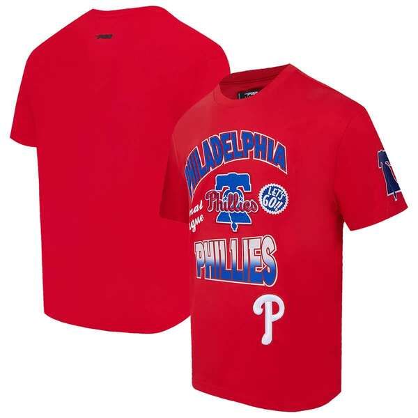 プロスタンダード メンズ トップス Tシャツ Mens Pro Standard Red Philadelphia Phillies Turn It Up Dropped Shoulder TShir