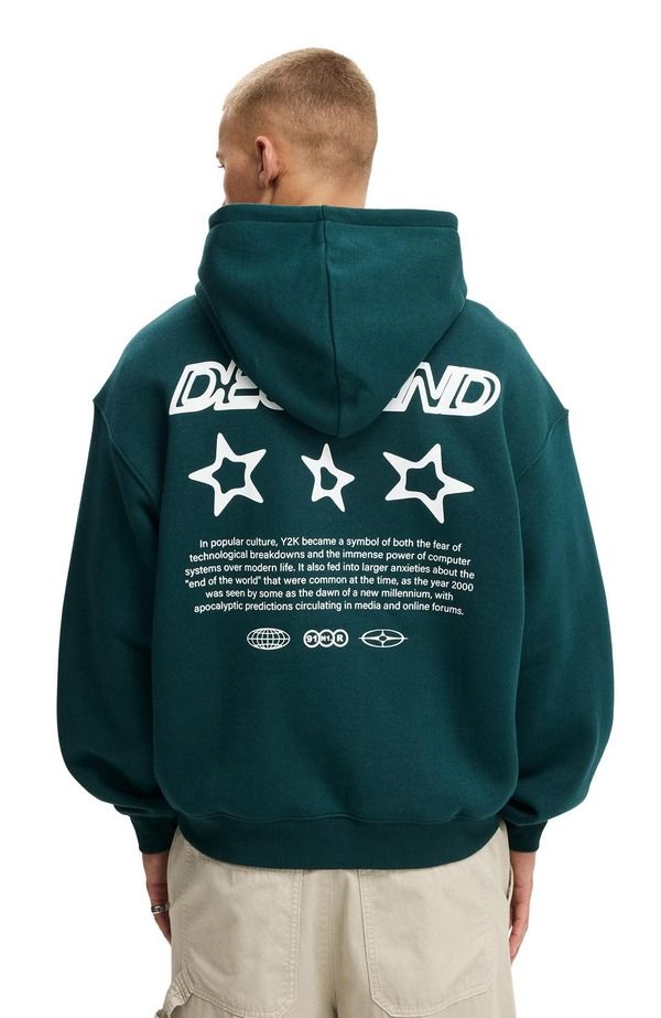 コットンオン メンズ アウター パーカー・スウェット グラフィック Cotton Mens Box Fit Graphic Hoodie Deep Sea Teal Descend ティール