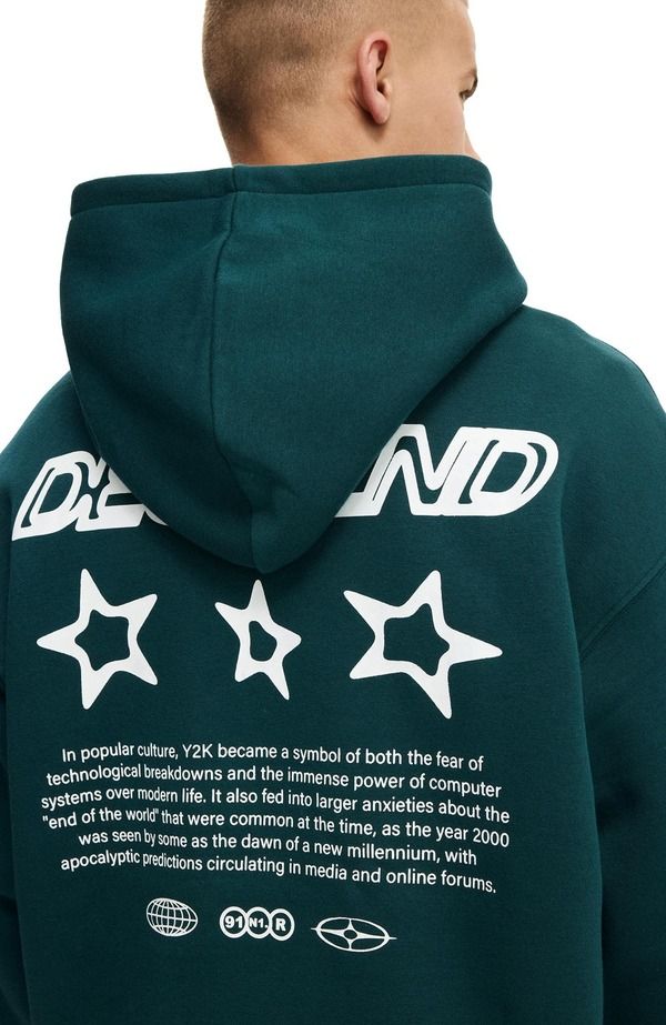 コットンオン メンズ アウター パーカー・スウェット グラフィック Cotton Mens Box Fit Graphic Hoodie Deep Sea Teal Descend ティール