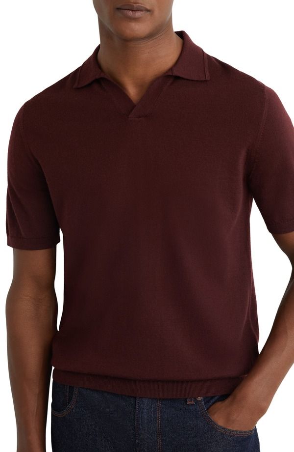 レイス メンズ トップス ポロシャツ ウール セーター Reiss Duchie Short Sleeve Wool Polo Sweater Port Red レッド