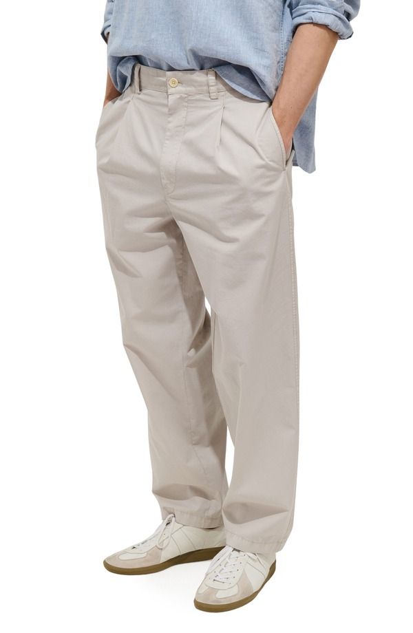 アレックスミル メンズ ボトムス カジュアルパンツ プリーツ コットン Alex Mill Georges Pleated Cotton Pantstone ストーン