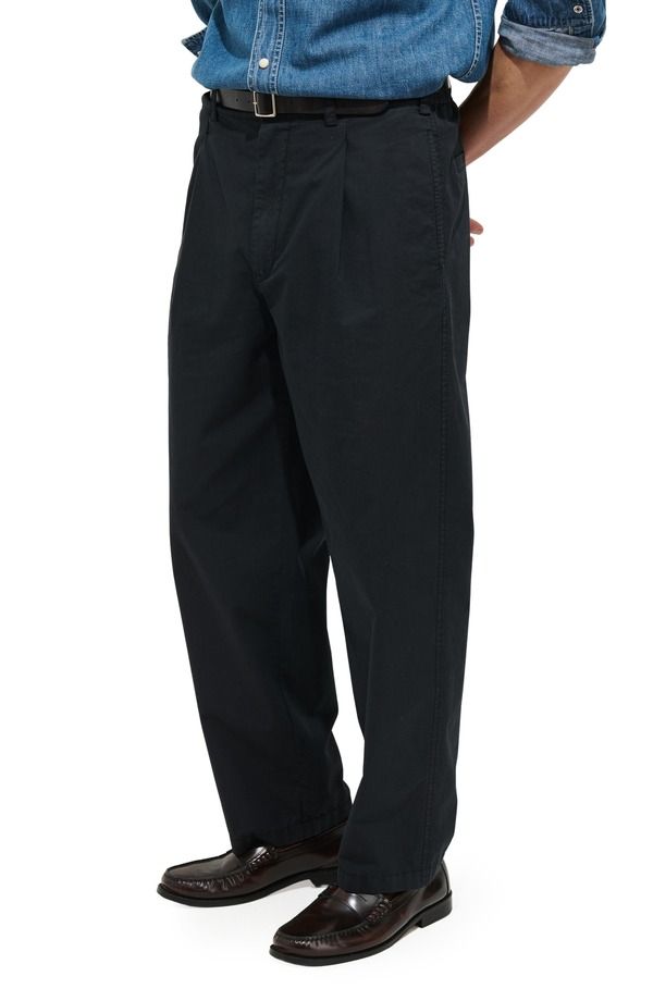 アレックスミル メンズ ボトムス カジュアルパンツ プリーツ コットン Alex Mill Georges Pleated Cotton Pants Black ブラック