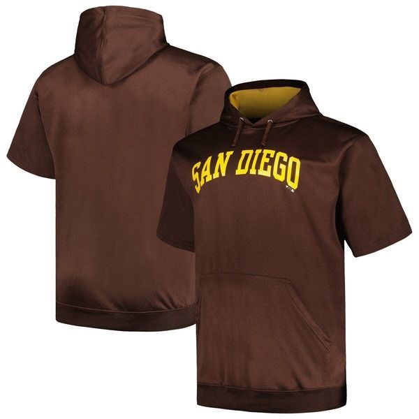 プロファイル メンズ アウター パーカー・スウェットール コントラスト Mens Profile Brown San Diego Padres Big Tall Contrast Short Slee