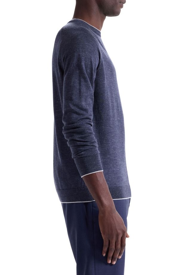 ブガッチ メンズ アウター パーカー・スウェット クルーネック ウール セーター シルク リネン Bugatchi Tipped Merino Wool Silk Linen Crewneck Swe