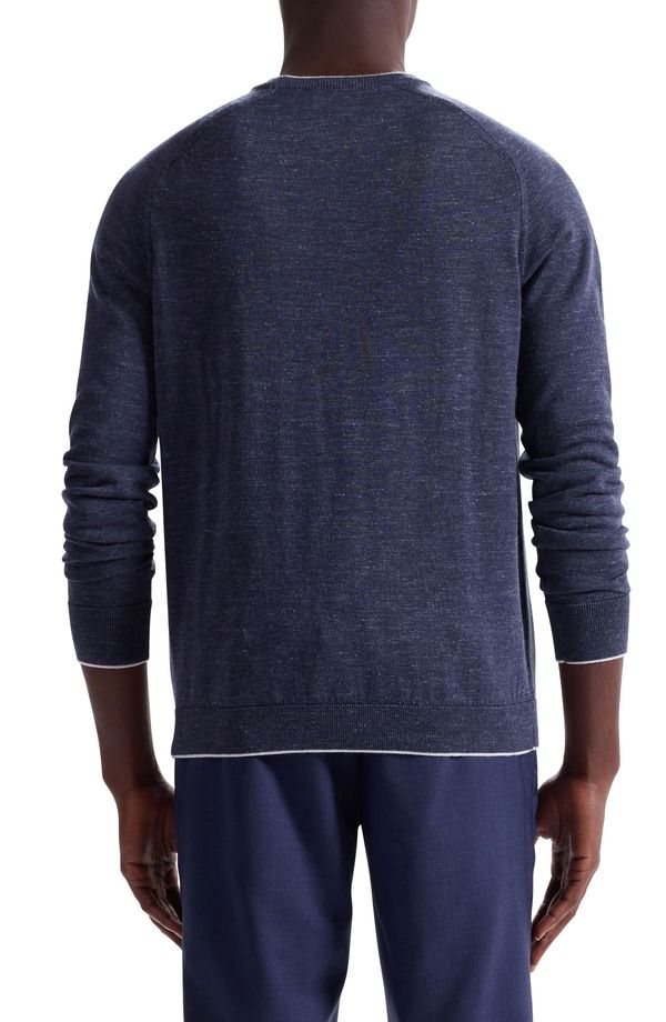 ブガッチ メンズ アウター パーカー・スウェット クルーネック ウール セーター シルク リネン Bugatchi Tipped Merino Wool Silk Linen Crewneck Swe