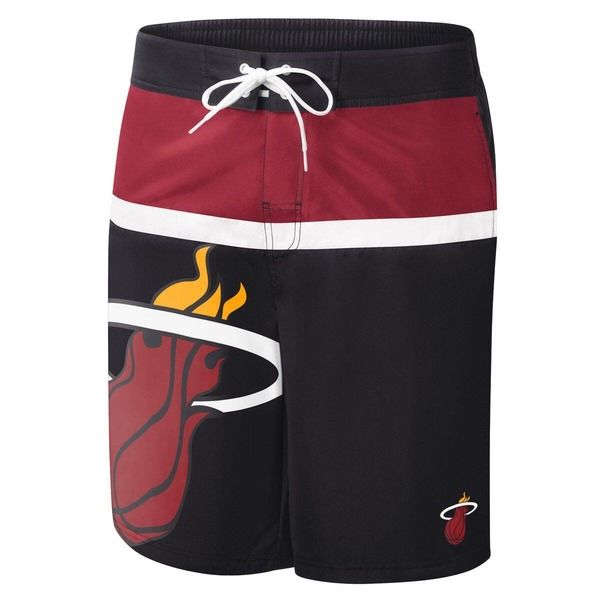 カール バンクス メンズ 水着 ハーフパンツ・ショーツ Mens GIII Sports by Carl Banks Black Miami Heat Sea Wind Swim Trunks Bla