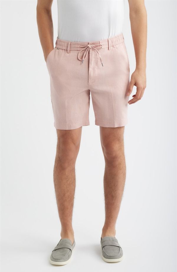ボス メンズ ボトムス ハーフパンツ・ショーツ ショートパンツ リネン BOSS Kane Flat Front Linen Blendrawstring Shorts Light Pastel Pi