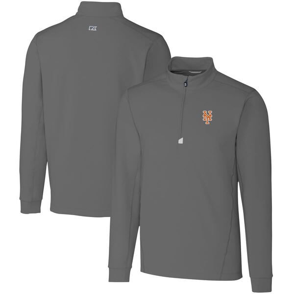 カッターアンドバック メンズ アウター パーカー・スウェット Mens Cutter Buck Gray New York Mets Traverse Stretch QuarterZipullove