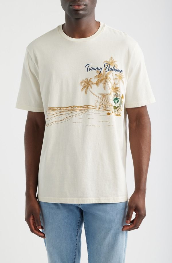 トッミーバハマ メンズ トップス Tシャツ コットン グラフィック Tommy Bahama Golden Shores Cotton Graphic TShirt Vanilla Ice