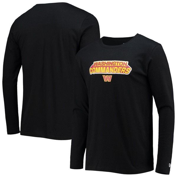 ニューエラ メンズ トップス Tシャツ Mens New Era Black Washington Commanders Long Sleeve TShirt Black ブラック