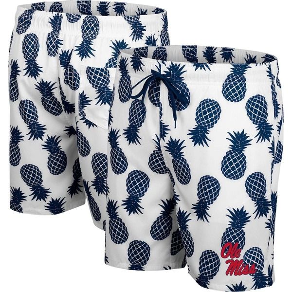 コロシアム メンズ 水着 ハーフパンツ・ショーツ ショートパンツ Mens Colosseum WhiteNavy Ole Miss Rebels Pineapple Swim Shorts Whit