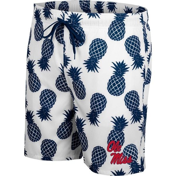 コロシアム メンズ 水着 ハーフパンツ・ショーツ ショートパンツ Mens Colosseum WhiteNavy Ole Miss Rebels Pineapple Swim Shorts Whit
