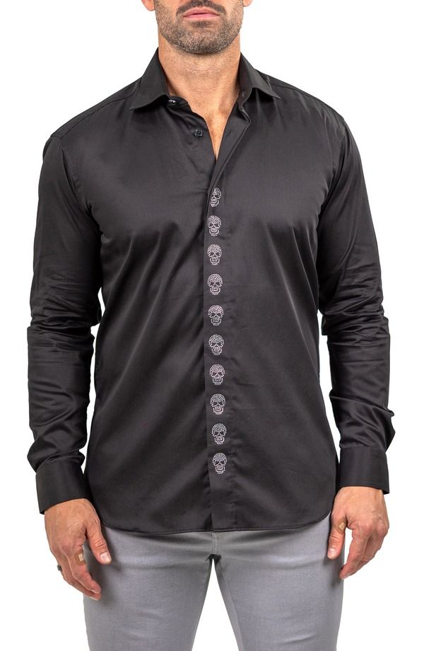 マセオ メンズ トップス シャツ Maceoo Crystal Skull Shirt Black ブラック