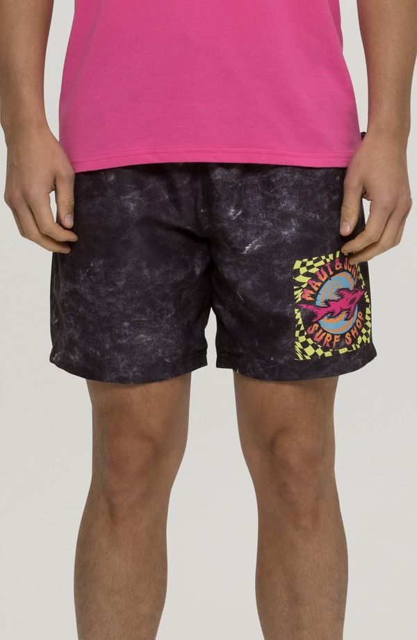 マウイアンドサン メンズ 水着 ハーフパンツ・ショーツ Maui Sonsurf Shop Microfiber Swim Trunks Black ブラック