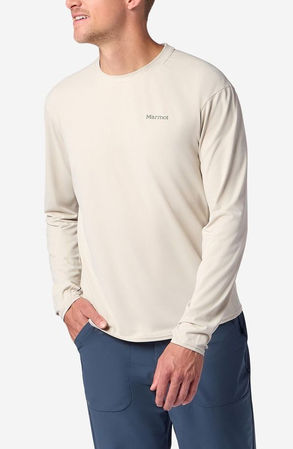マーモット メンズ トップス Tシャツ クルーネック Marmot AirExchange SolarShield UPF Long Sleeve Crewneck TShirt Birch Bark