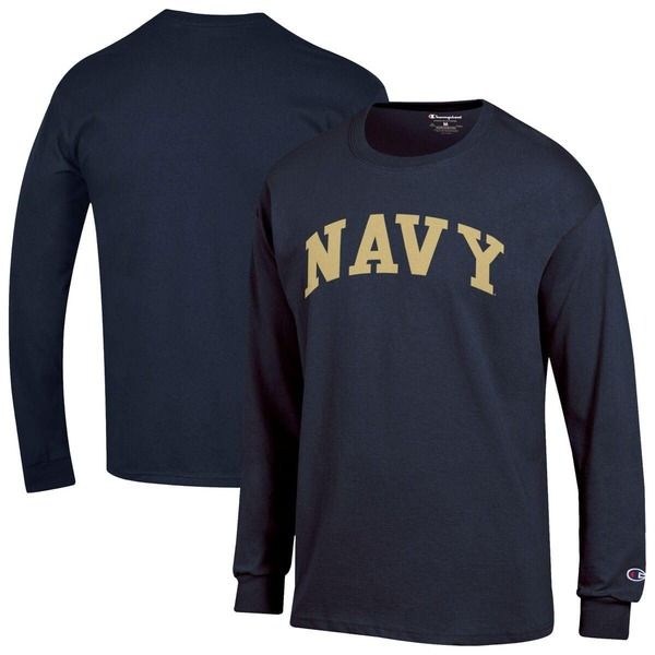 チャンピオン メンズ トップス Tシャツ Mens Championavy Navy Midshipmen Basic Arch Long Sleeve TShirt Navy ネイビー