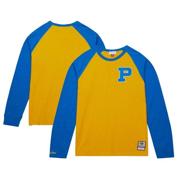ミッチェルネス メンズ トップス Tシャツ Mens Mitchell Ness Gold Pitt Panthers Legendary Slub Raglan Long Sleeve TShirt