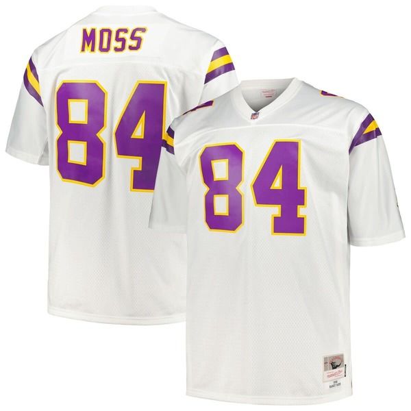 ミッチェルネス メンズ トップス シャツ トール ジャージー Mens Mitchell Ness Randy Moss White Minnesota Vikings Big Tall 1998 L