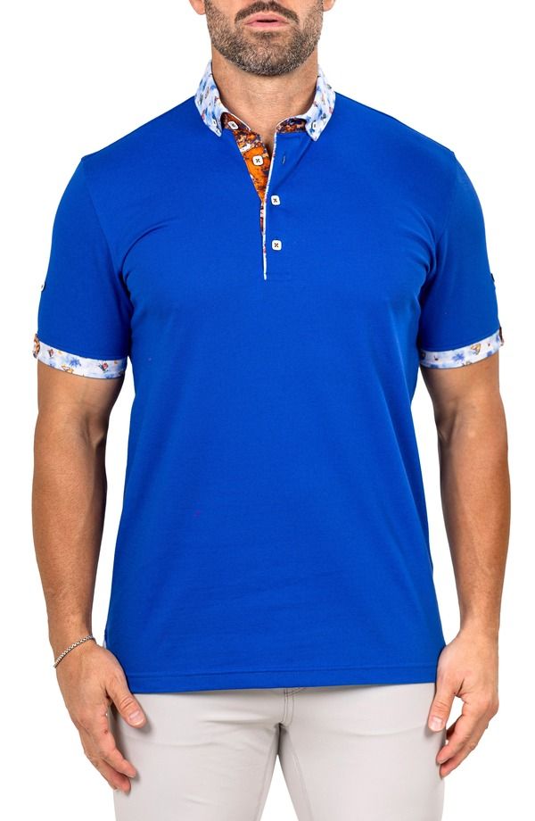 マセオ メンズ トップス シャツ ダウン Maceoo Newton Marthyr0022 Blue ButtonDown Piqu Polo Blue ブルー