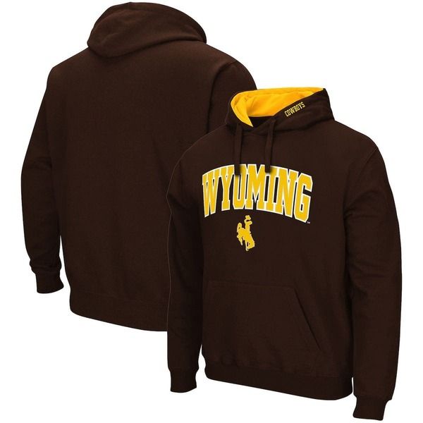 コロシアム メンズ アウター パーカー・スウェット ロゴ Mens Colosseum Brown Wyoming Cowboys Arch and Logo Pullover Hoodie Brow