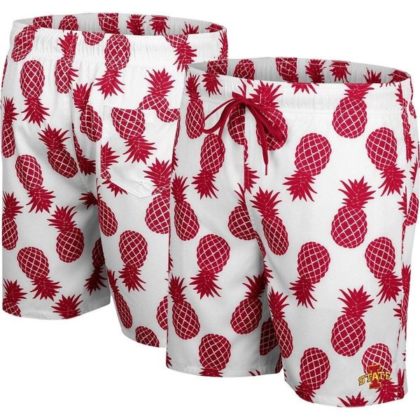 コロシアム メンズ 水着 ハーフパンツ・ショーツ ショートパンツ Mens Colosseum White Iowa State Cyclones Pineappleswim Shorts White