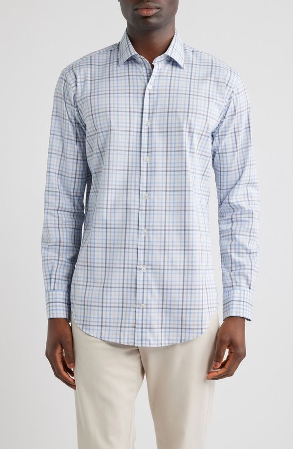ピーター・ミラー メンズ トップス シャツ Peter Millar Warren Plaid Crown Light ButtonUp Shirt Cloudy Blue ブルー