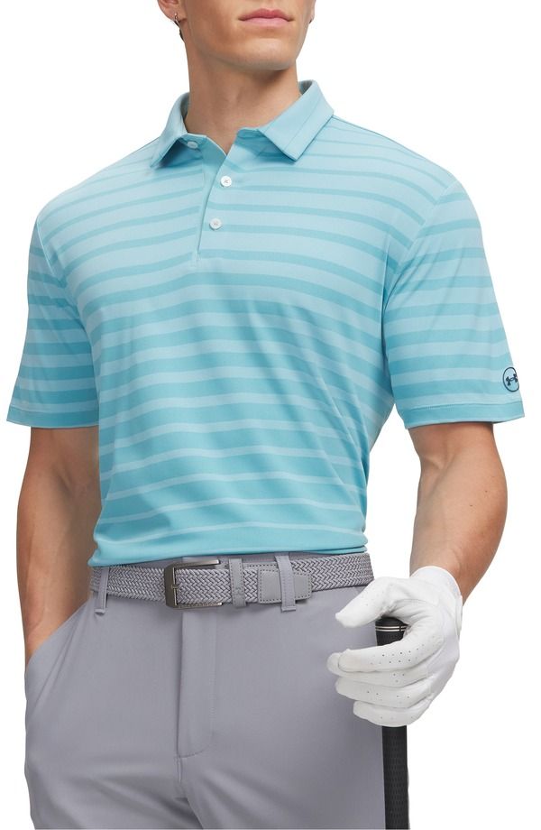 アンダーアーマー メンズ トップス ポロシャツ Under Armour UArmourDry Striperformance Golf Polo Blue Haze ブルー