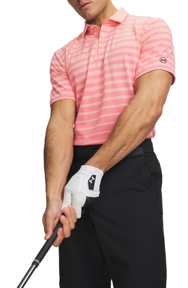 アンダーアーマー メンズ トップス ポロシャツ Under Armour UArmourDry Striperformance Golf Polo Posh Pink ピンク