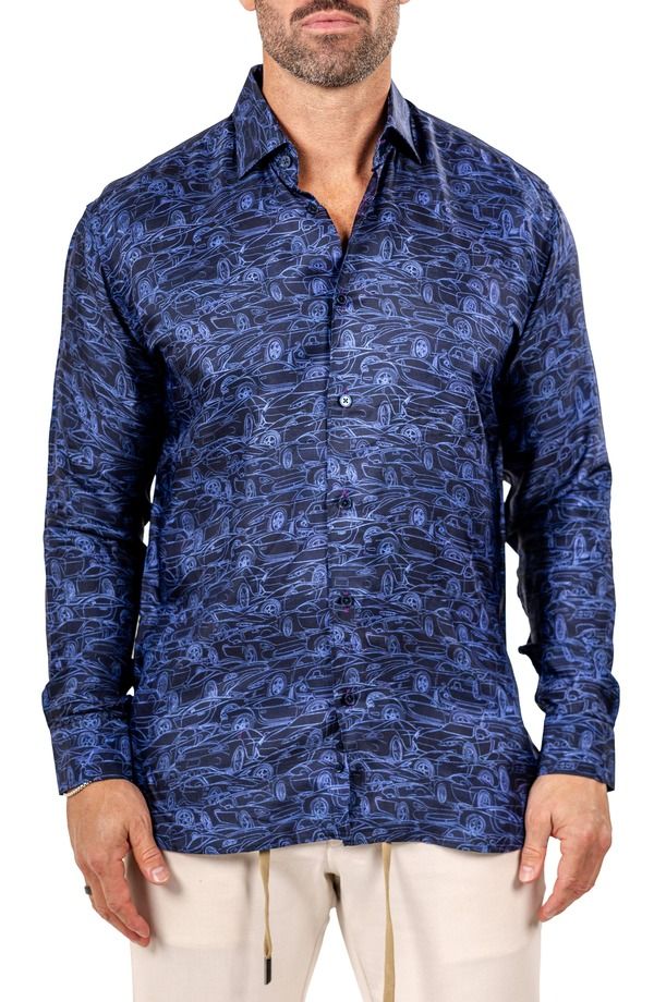 マセオ メンズ トップス シャツ Maceoo Fibonacci Marthy Contemporary Fit ButtonUp Shirt Blue ブルー