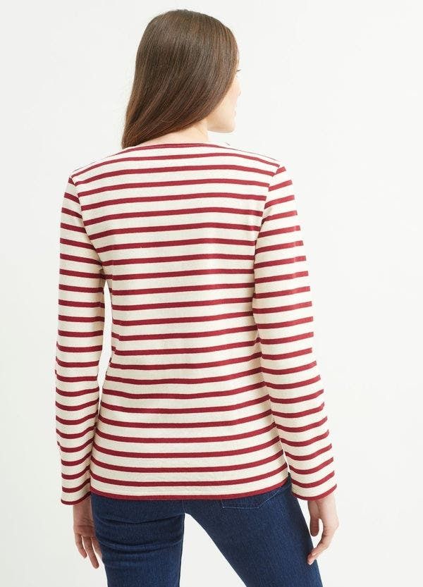 セイントジェームス レディース トップス シャツ Saint James MERIDIEN MODERNE Original Heavyweight Breton Shirt EcruMaroon エ