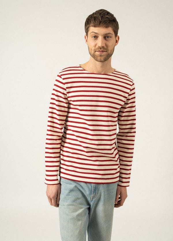 セイントジェームス レディース トップス シャツ Saint James MERIDIEN MODERNE Original Heavyweight Breton Shirt EcruMaroon エ