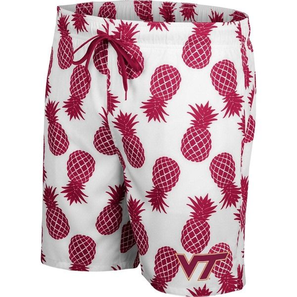 コロシアム メンズ 水着 ハーフパンツ・ショーツ ショートパンツ Mens Colosseum WhiteMaroon Virginia Techokies Pineapple Swim Shorts