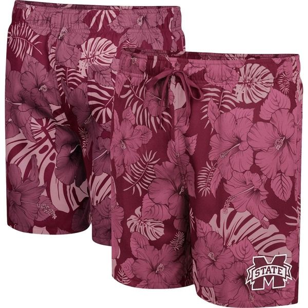 コロシアム メンズ 水着 ハーフパンツ・ショーツ ショートパンツ Mens Colosseumaroon Mississippi State Bulldogs The Dude Swim Shorts