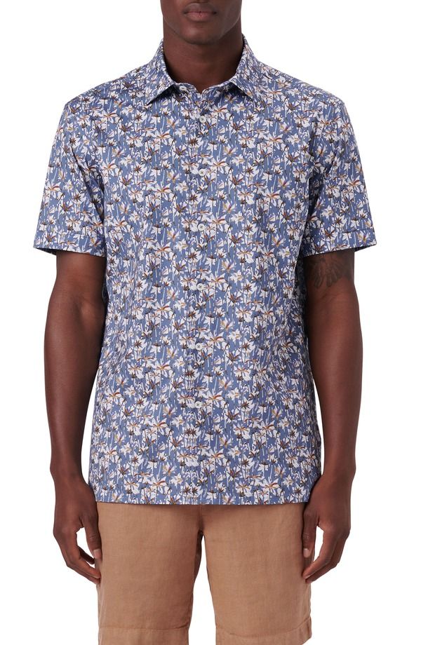 ブガッチ メンズ トップス シャツ コットン Bugatchi MilooohCotton Short Sleeve ButtonUp Shirt Air Blue ブルー