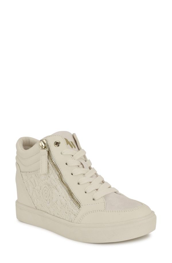 ナインウェスト レディース シューズ スニーカー レース Nine Westons LaceUp Wedge Sneaker Ivory Lace アイボリー