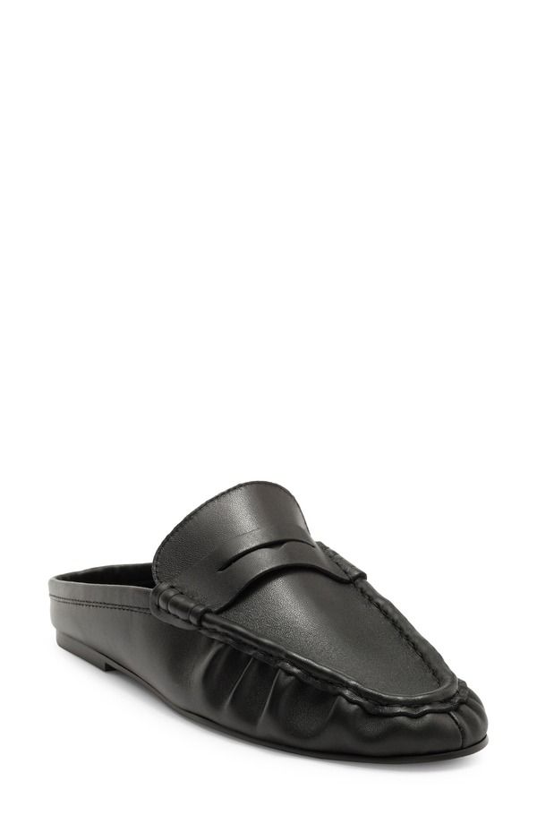 スティーブ マデン レディース シューズ スリッポン・ローファー Steve Madden Rafe Loafer Mule Black Leather ブラック