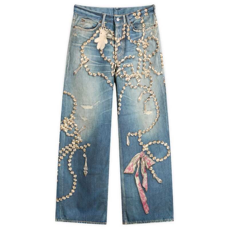 アクネ ストゥディオズ レディース ボトムス デニムパンツ プリント ジーンズ Acne Studios Jewellery Printed Jeans Mid Blue ブルー