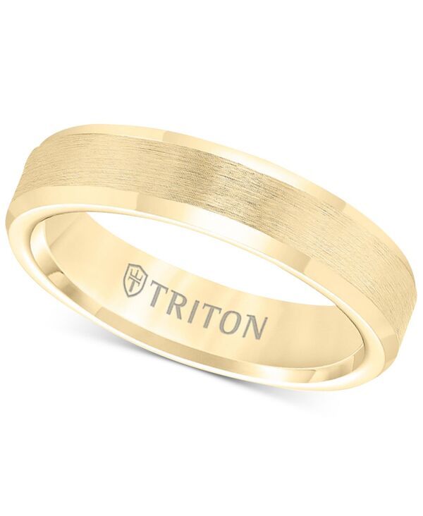 トリトン レディース アクセサリー リング Triton Bevel Edge Comfort Fit Band in Yellow Tungsten Carbide Tungsten イエロー
