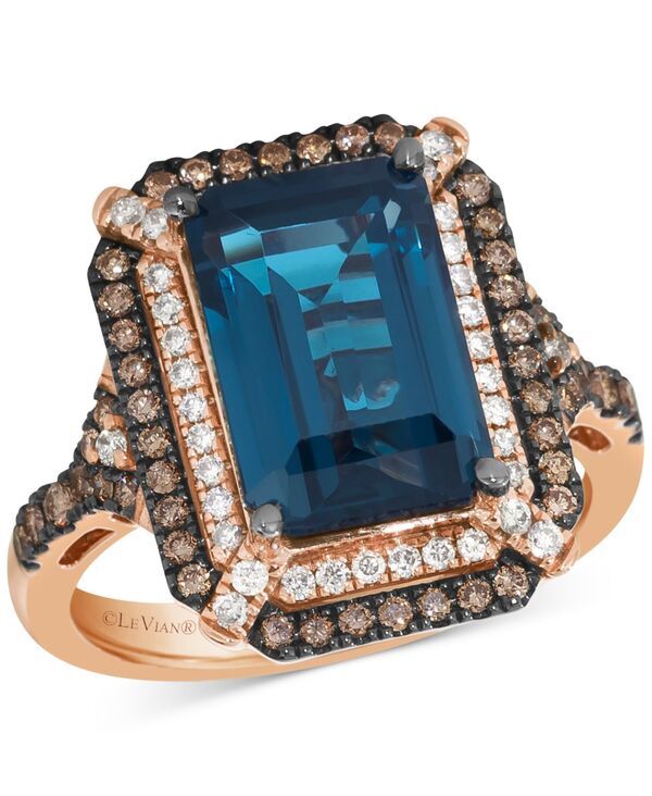 ル ヴァン レディース アクセサリー リング Le Vian Deep Sea Blue Topaz 378 ctw Diamond 58 ctw Double Halo Ring in 14k Ro