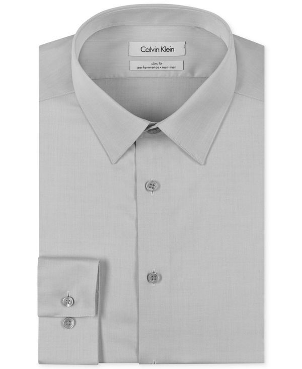 カルバンクライン メンズ トップス シャツ Calvin Klein Mens SlimFit NonIron Herringbone Dress Shirt Smoke スモーク